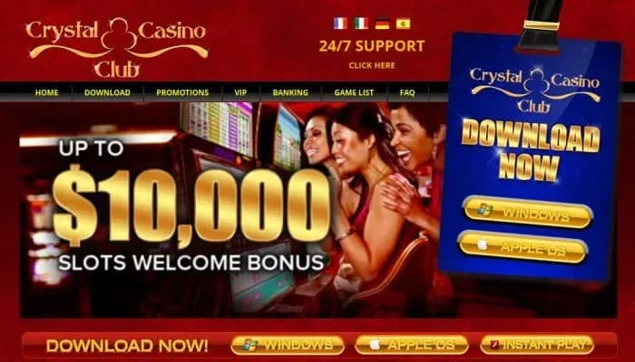 Captura del sitio web de Crystal Casino Club