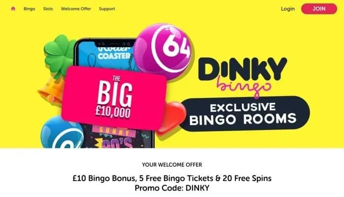 Captura del sitio web de Dinky Bingo Casino