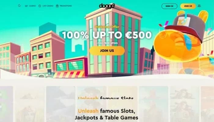 Captura del sitio web de Doggo Casino