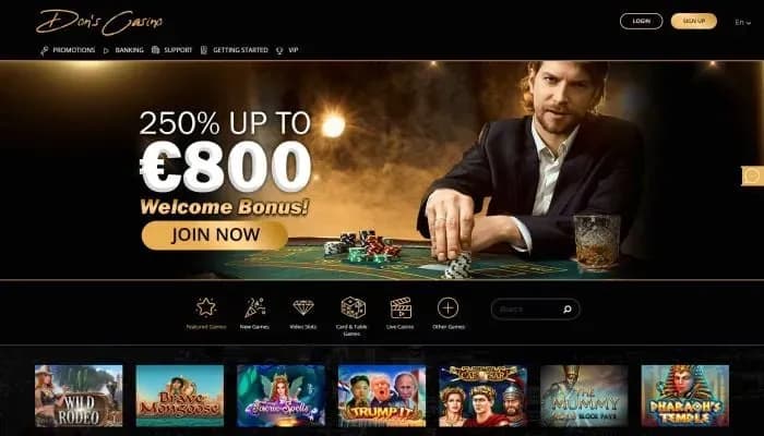 Captura del sitio web de Dons Casino