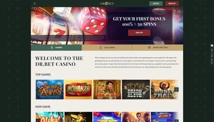 Captura del sitio web de Dr.Bet Casino