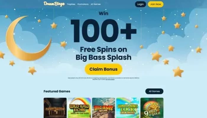 Captura del sitio web de Dream Bingo Casino