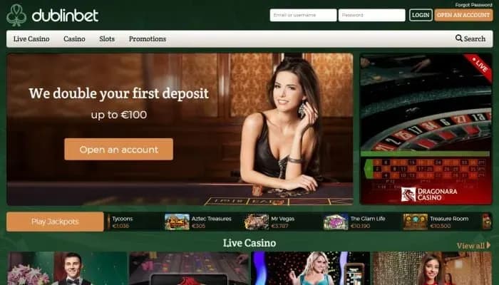 Captura del sitio web de Dublinbet Casino