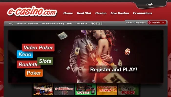Captura del sitio web de e-Casino