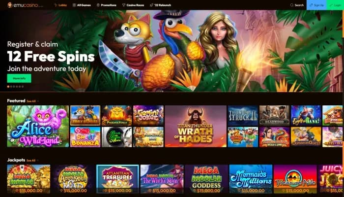 Captura del sitio web de EmuCasino