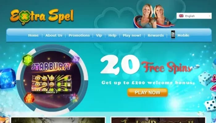 Captura del sitio web de ExtraSpel Casino