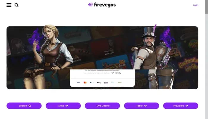 Captura del sitio web de Fire Vegas Casino