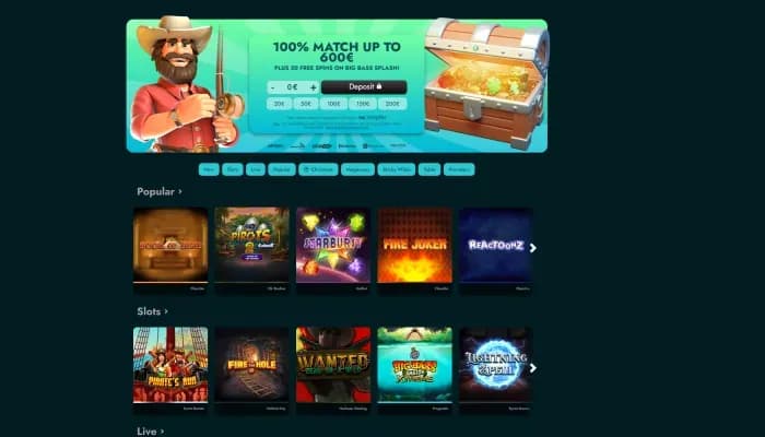 Captura del sitio web de Flaksi Casino