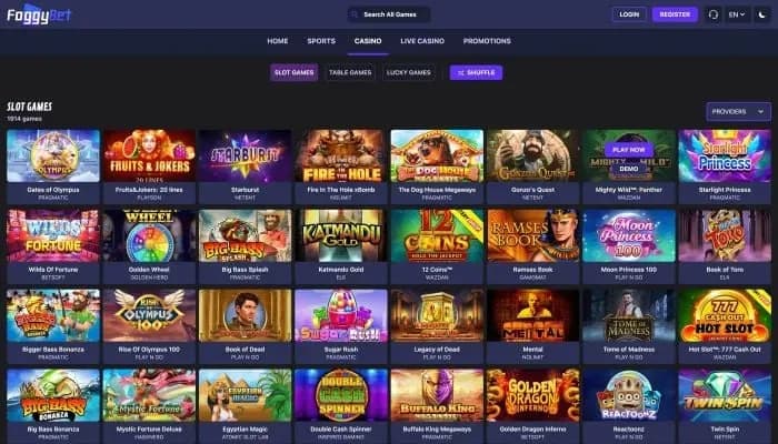 Captura del sitio web de FoggyBet Casino