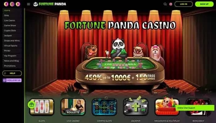 Captura del sitio web de Fortune Panda Casino