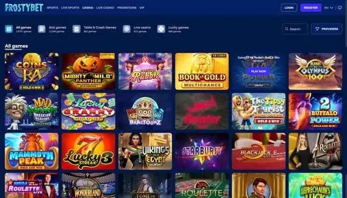 Captura del sitio web de Frostybet Casino