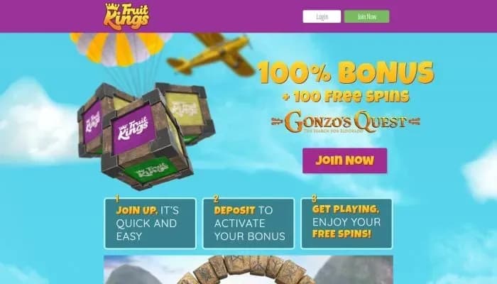 Captura del sitio web de FruitKings Casino