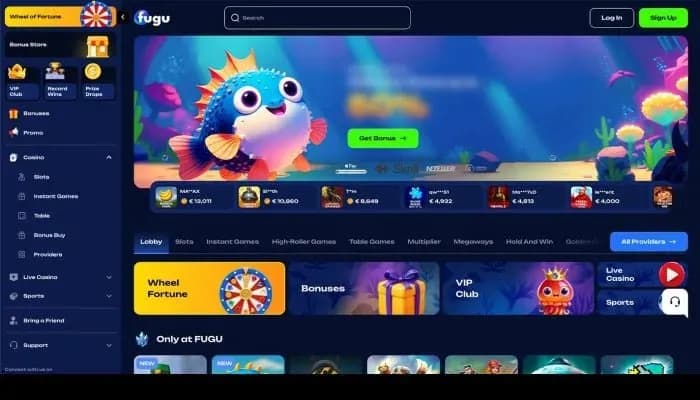 Captura del sitio web de Fugu Casino