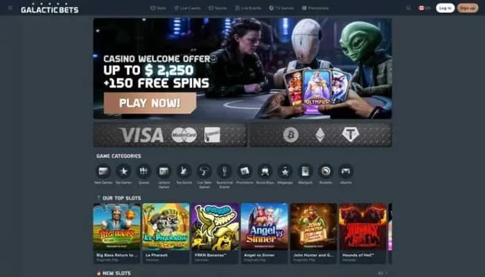 Captura del sitio web de Galactic Bets Casino