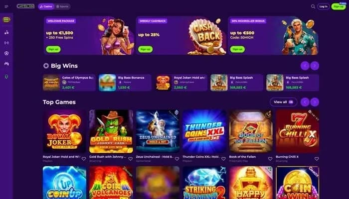 Captura del sitio web de Gambloria Casino