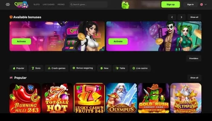 Captura del sitio web de Game Spot Casino