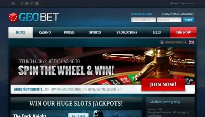 Captura del sitio web de GeoBet Casino