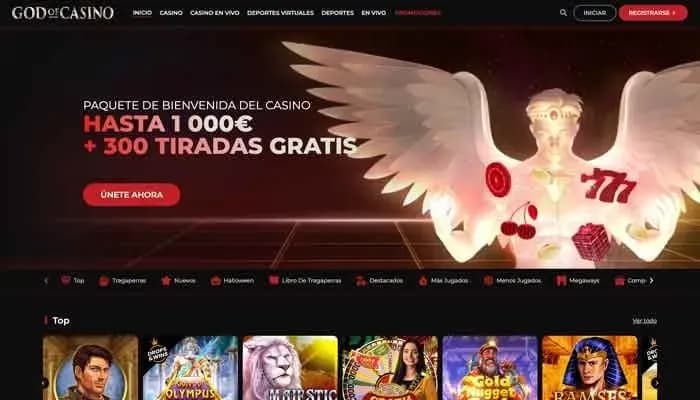 Captura del sitio web de God of Casino