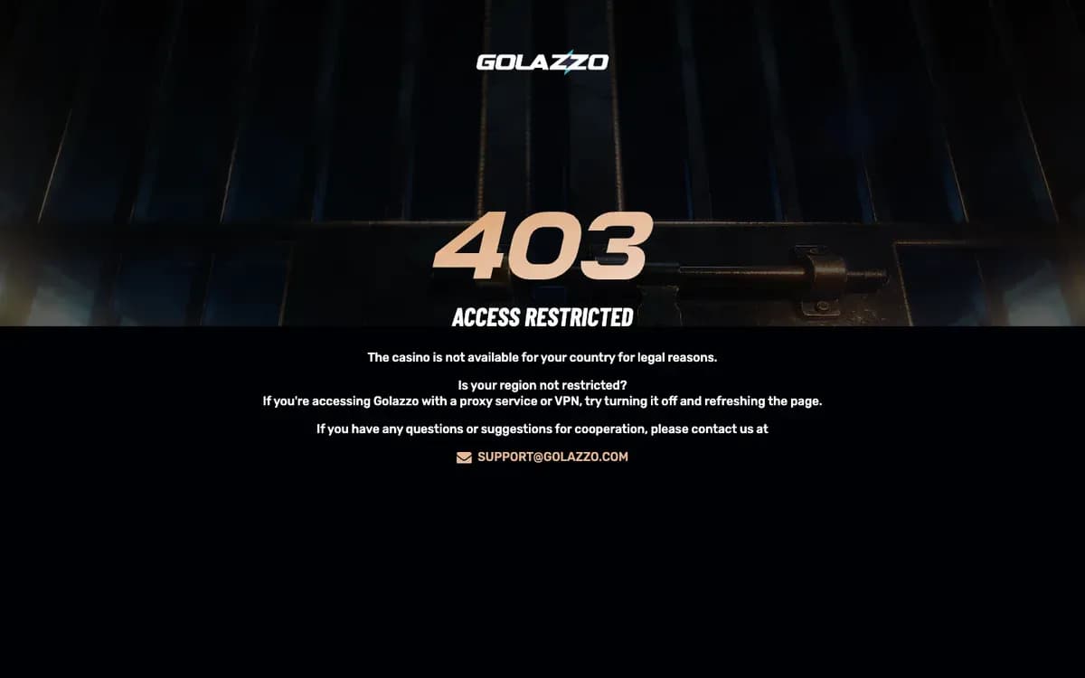 Captura del sitio web de Golazzo Casino