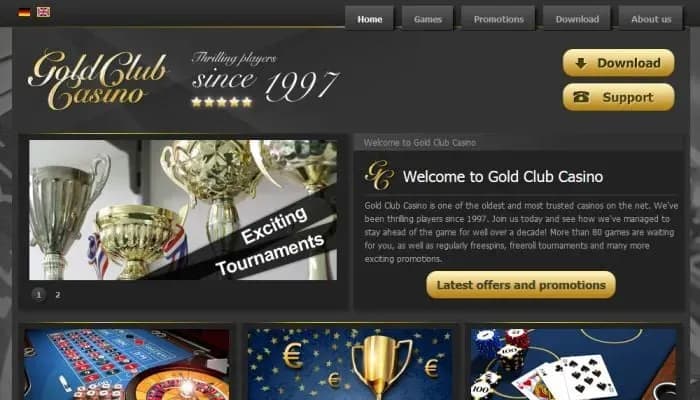 Captura del sitio web de Gold Club Casino