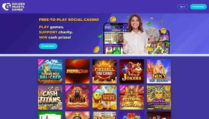 Captura del sitio web de Golden Hearts Games Casino