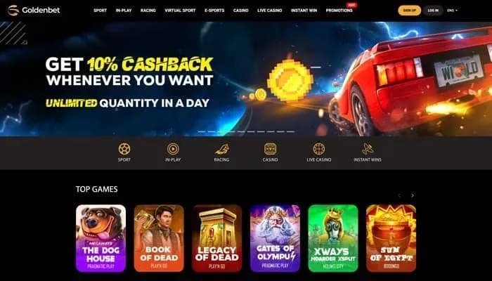 Captura del sitio web de Goldenbet Casino