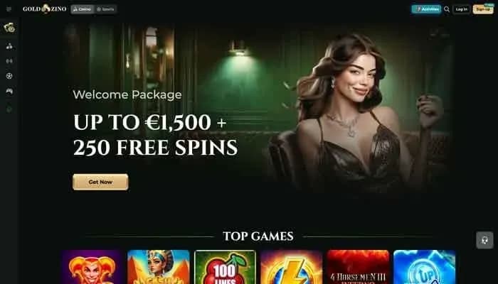 Captura del sitio web de Goldzino Casino