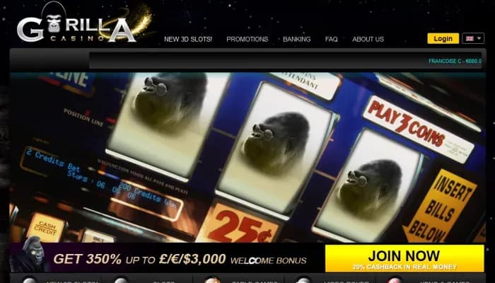 Captura del sitio web de Gorilla Casino