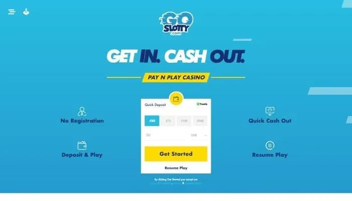 Captura del sitio web de GoSlotty Casino