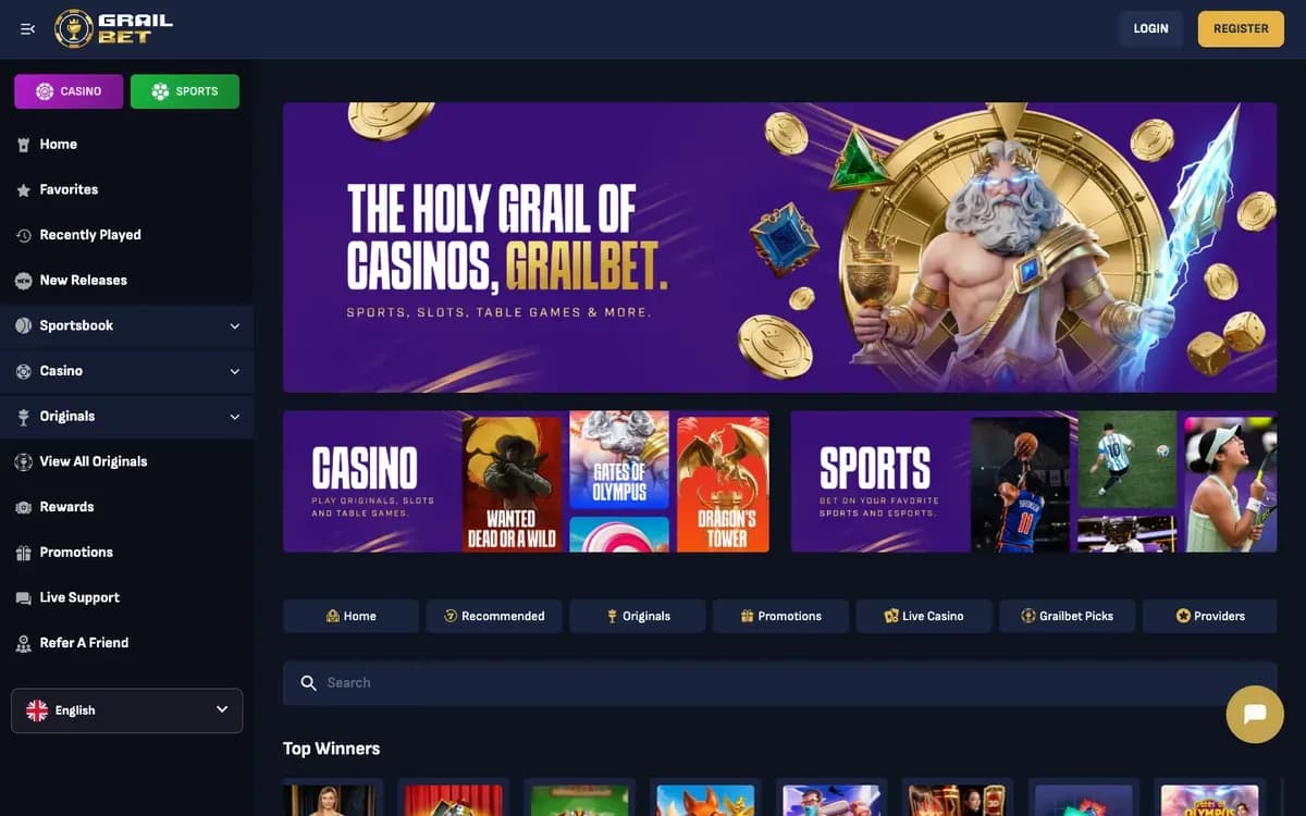 Captura del sitio web de Grailbet Casino