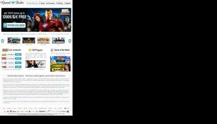 Captura del sitio web de Grand Duke Casino