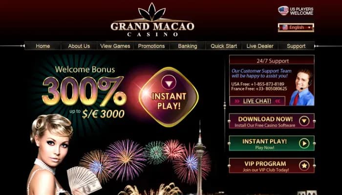 Captura del sitio web de Grand Macao Casino