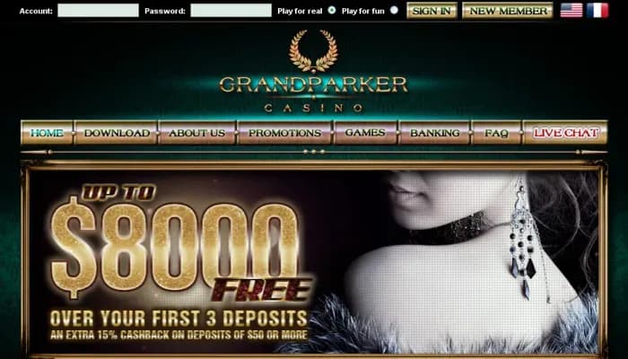 Captura del sitio web de Grand Parker Casino