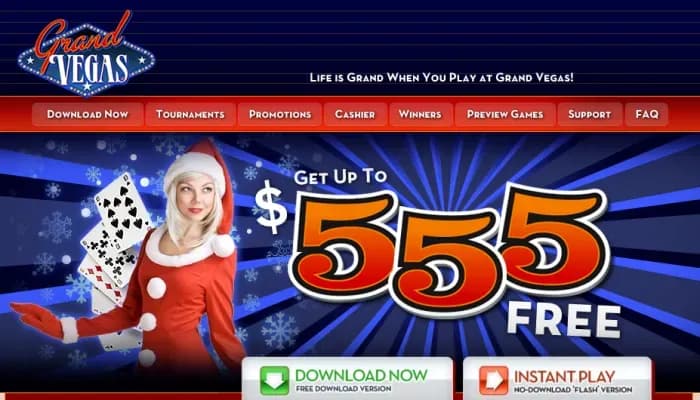 Captura del sitio web de Grand Vegas Casino
