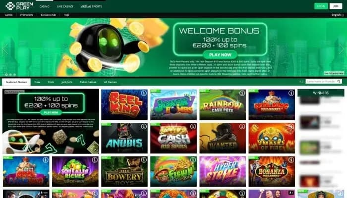 Captura del sitio web de Greenplay Casino