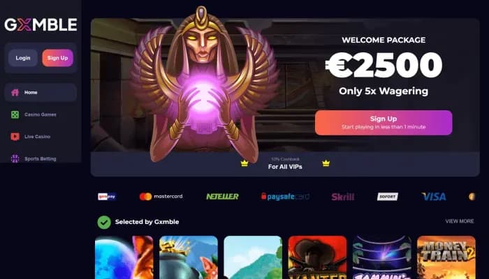 Captura del sitio web de Gxmble Casino
