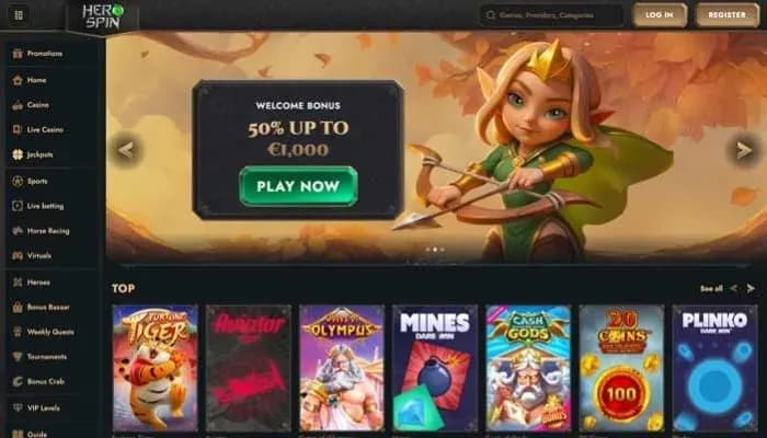 Captura del sitio web de HeroSpin Casino