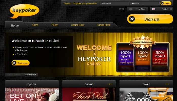 Captura del sitio web de Heypoker Casino