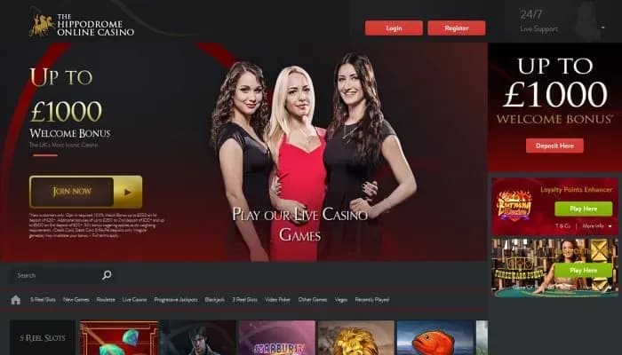 Captura del sitio web de Hippodrome Online Casino