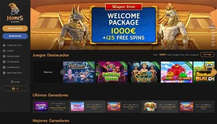 Captura del sitio web de Horus Casino