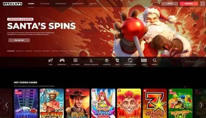 Captura del sitio web de HotSlots Casino