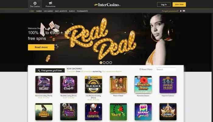Captura del sitio web de InterCasino