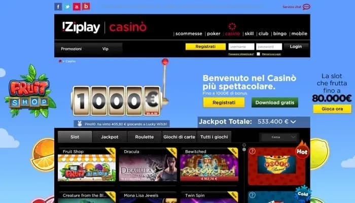 Captura del sitio web de iZiplay Casino