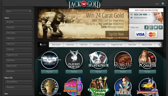 Captura del sitio web de Jack Gold Casino