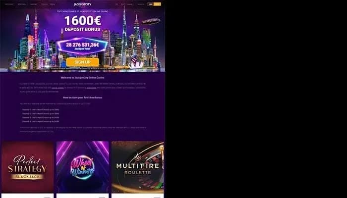 Captura del sitio web de Jackpot City Casino