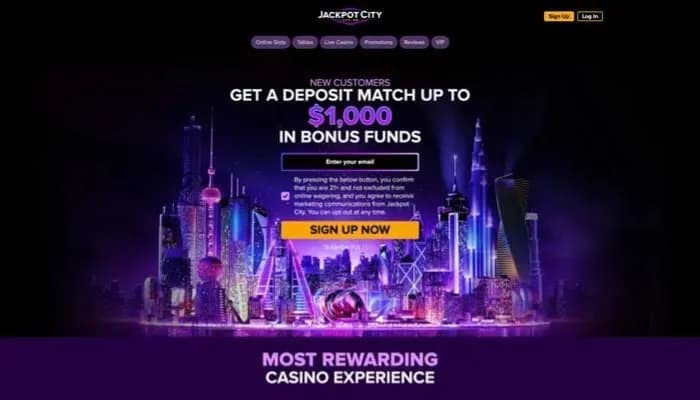 Captura del sitio web de Jackpot City Casino USA