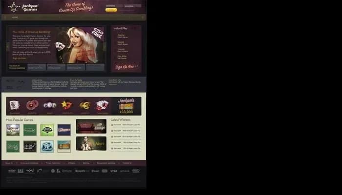 Captura del sitio web de Jackpot Games