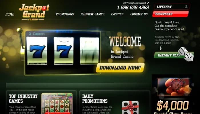 Captura del sitio web de Jackpot Grand Casino