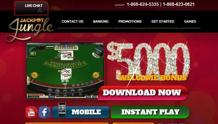 Captura del sitio web de Jackpot Jungle Casino