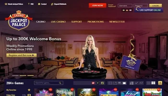 Captura del sitio web de Jackpot Palace Casino